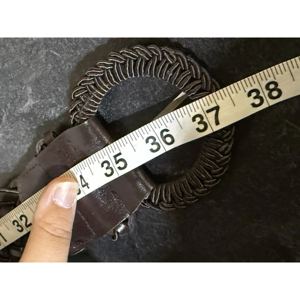 Women's Braided Brown Belt Basketweave Woven Size Medium 35
